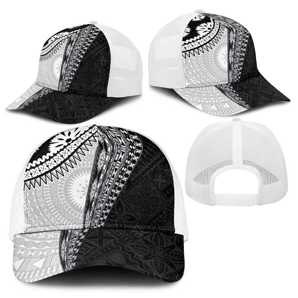 Fijian Masi Tattoos Baseball Net Cap with Tapa Tribal Pattern - Polynesian Pride