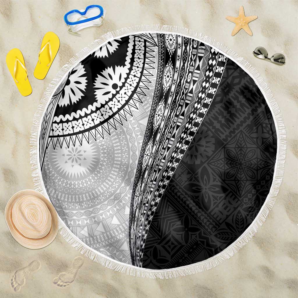 Fijian Masi Tattoos Beach Blanket with Tapa Tribal Pattern - Polynesian Pride