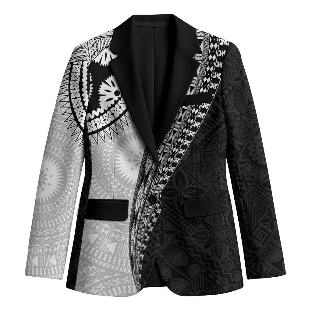 Fijian Masi Tattoos Blazer with Tapa Tribal Pattern LT03 Unisex White - Polynesian Pride