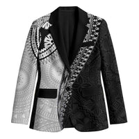 Fijian Masi Tattoos Blazer with Tapa Tribal Pattern LT03 Unisex White - Polynesian Pride