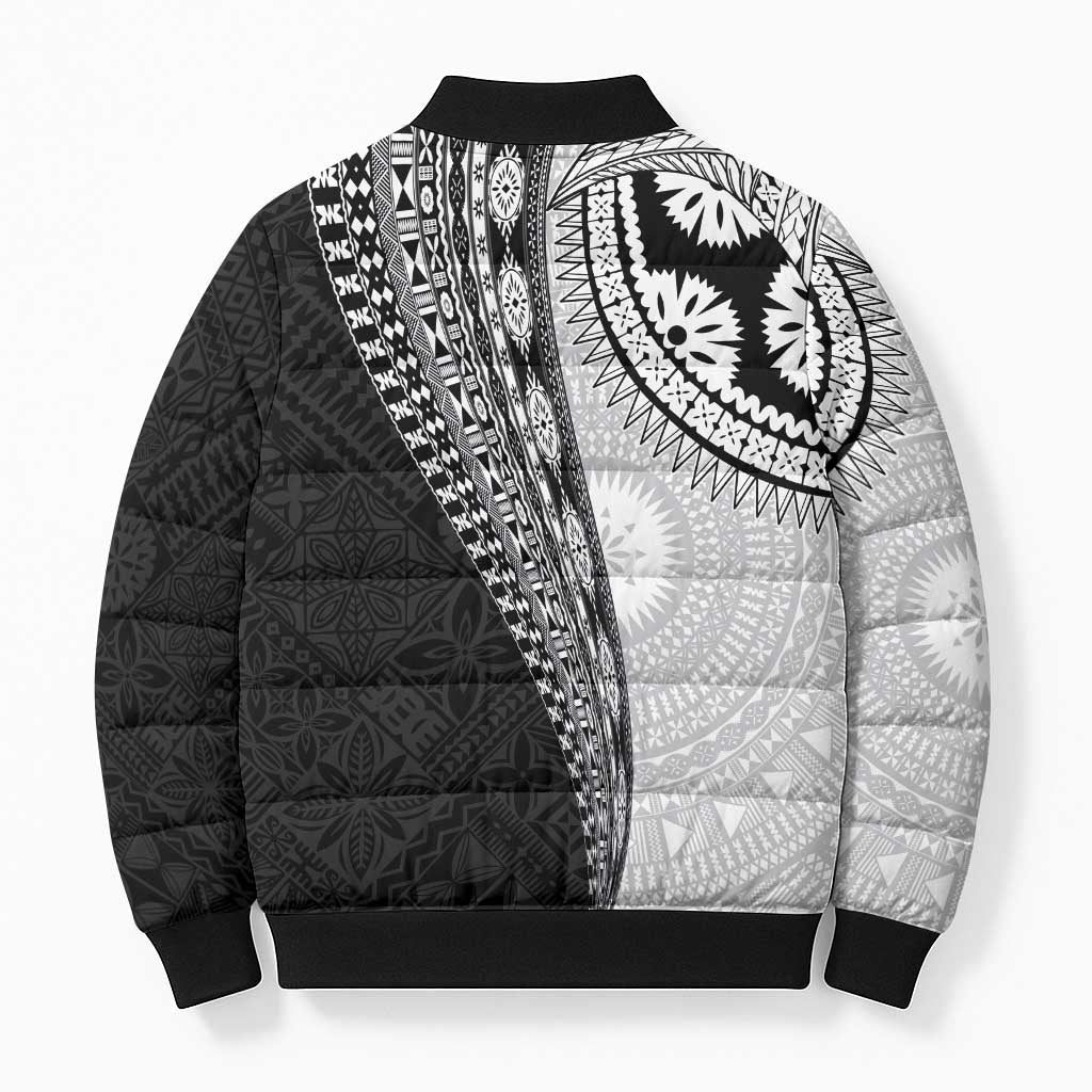 Fijian Masi Tattoos Bomber Puffer Jacket with Tapa Tribal Pattern - Polynesian Pride