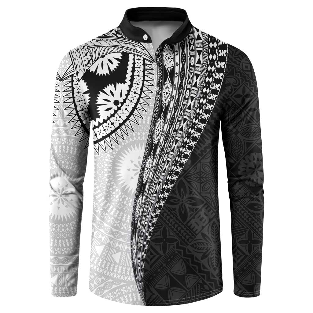 Fijian Masi Tattoos Button Sweatshirt with Tapa Tribal Pattern - Polynesian Pride