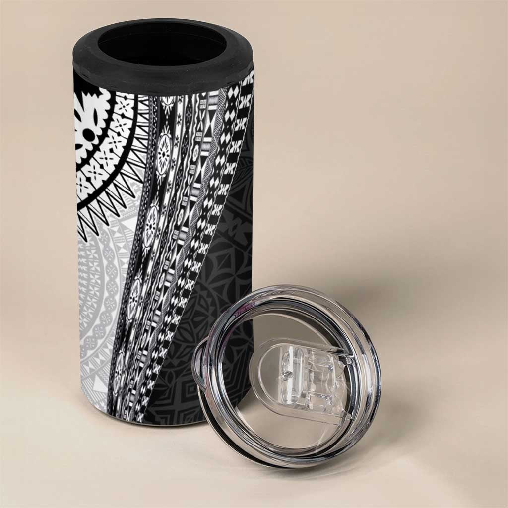 Fijian Masi Tattoos 4 in 1 Can Cooler Tumbler with Tapa Tribal Pattern - Polynesian Pride