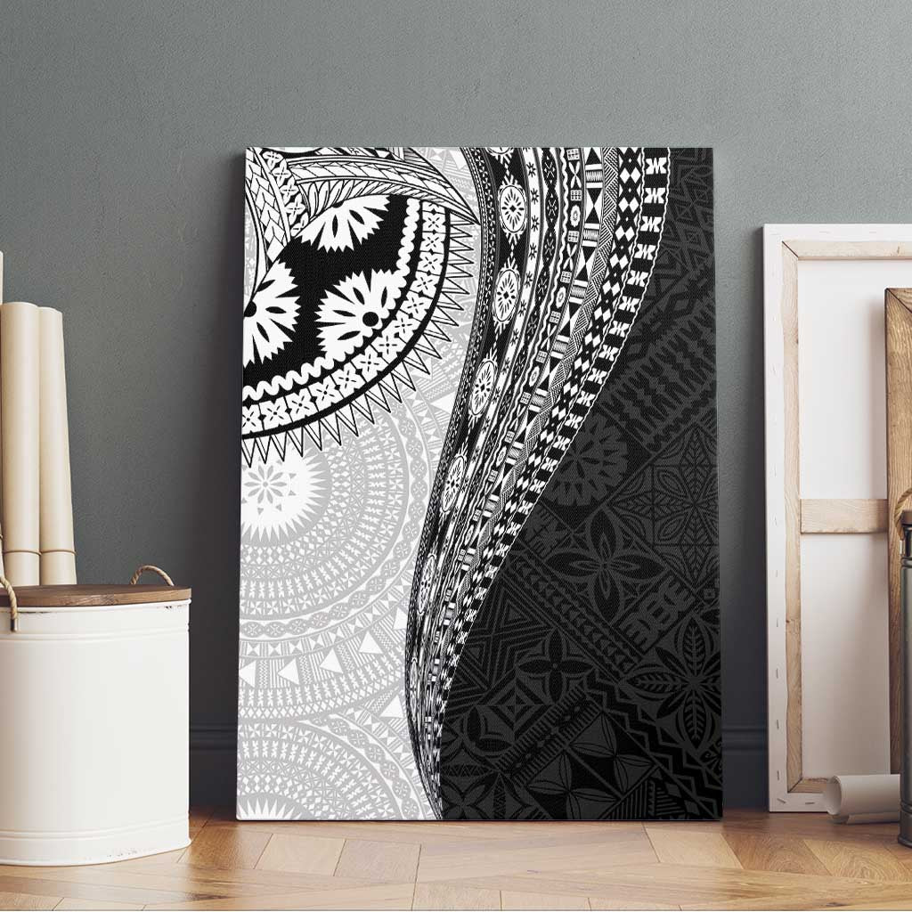 Fijian Masi Tattoos Canvas Wall Art with Tapa Tribal Pattern - Polynesian Pride