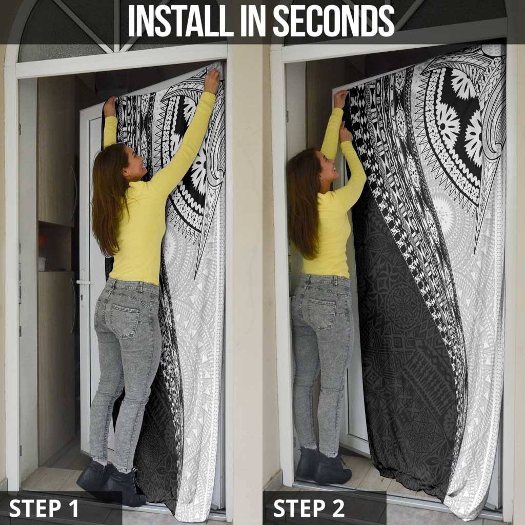 Fijian Masi Tattoos Door Cover with Tapa Tribal Pattern - Polynesian Pride