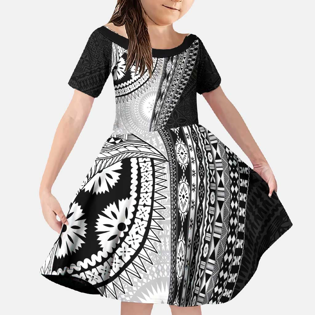 Fijian Masi Tattoos Family Matching Off Shoulder Maxi Dress and Hawaiian Shirt with Tapa Tribal Pattern - Polynesian Pride