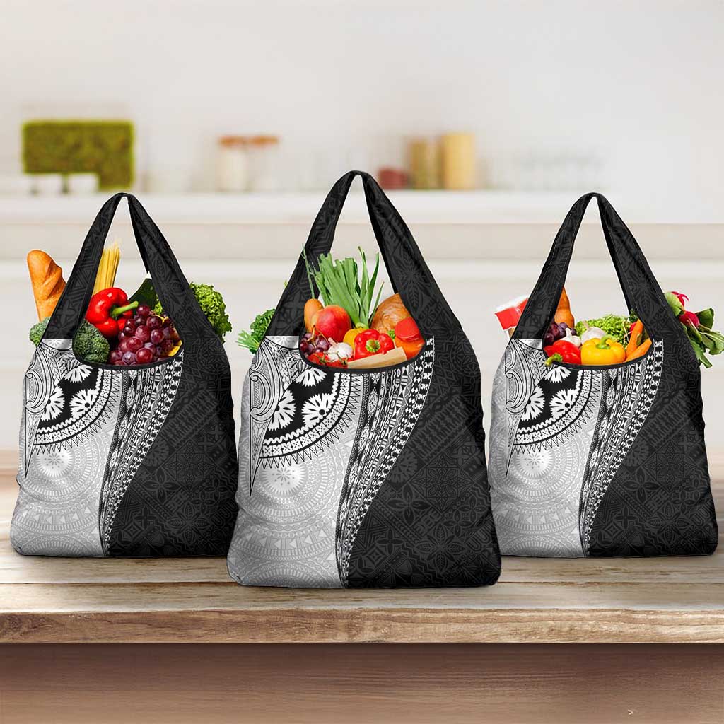Fijian Masi Tattoos Grocery Bag with Tapa Tribal Pattern LT03 3-pack One Size White - Polynesian Pride