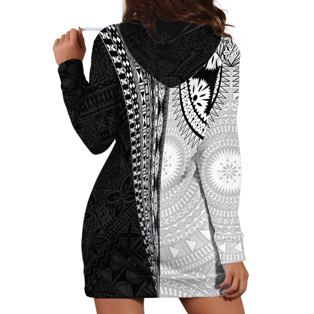 Fijian Masi Tattoos Hoodie Dress with Tapa Tribal Pattern - Polynesian Pride