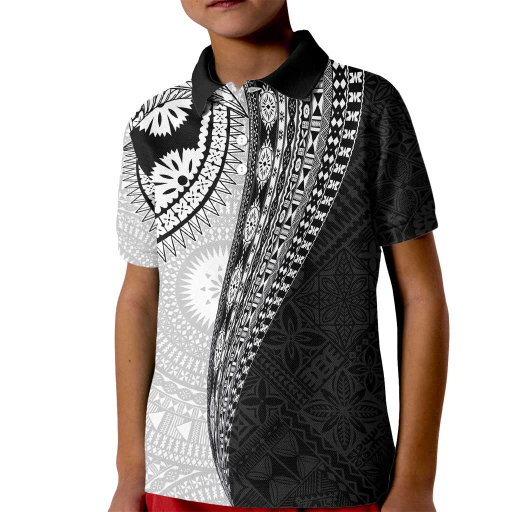 Fijian Masi Tattoos Kid Polo Shirt with Tapa Tribal Pattern - Polynesian Pride