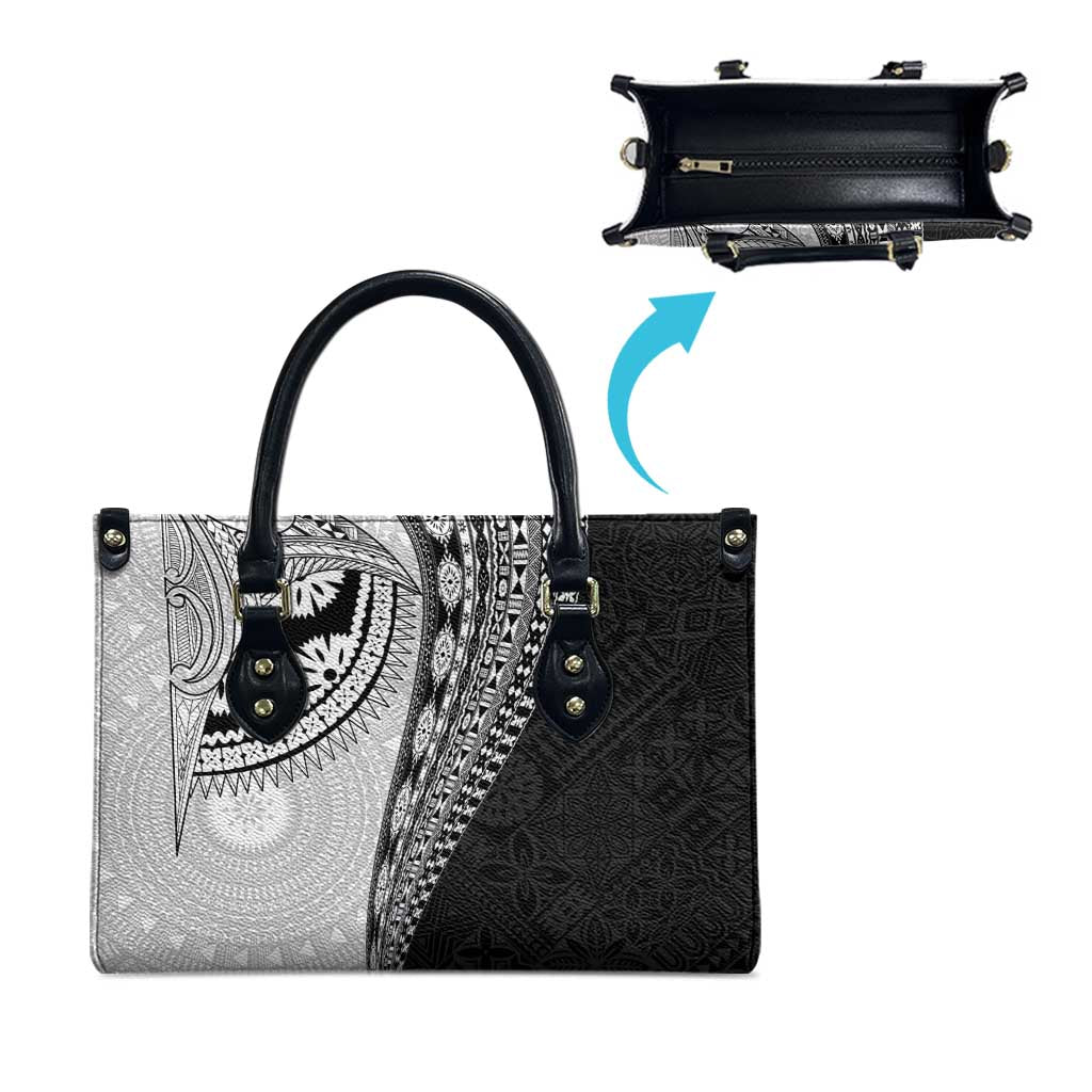 Fijian Masi Tattoos Leather Bag with Tapa Tribal Pattern - Polynesian Pride