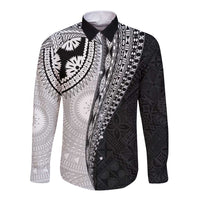 Fijian Masi Tattoos Long Sleeve Button Shirt with Tapa Tribal Pattern - Polynesian Pride