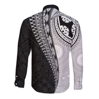 Fijian Masi Tattoos Long Sleeve Button Shirt with Tapa Tribal Pattern - Polynesian Pride