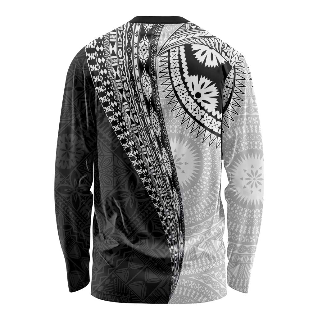 Fijian Masi Tattoos Long Sleeve Shirt with Tapa Tribal Pattern - Polynesian Pride