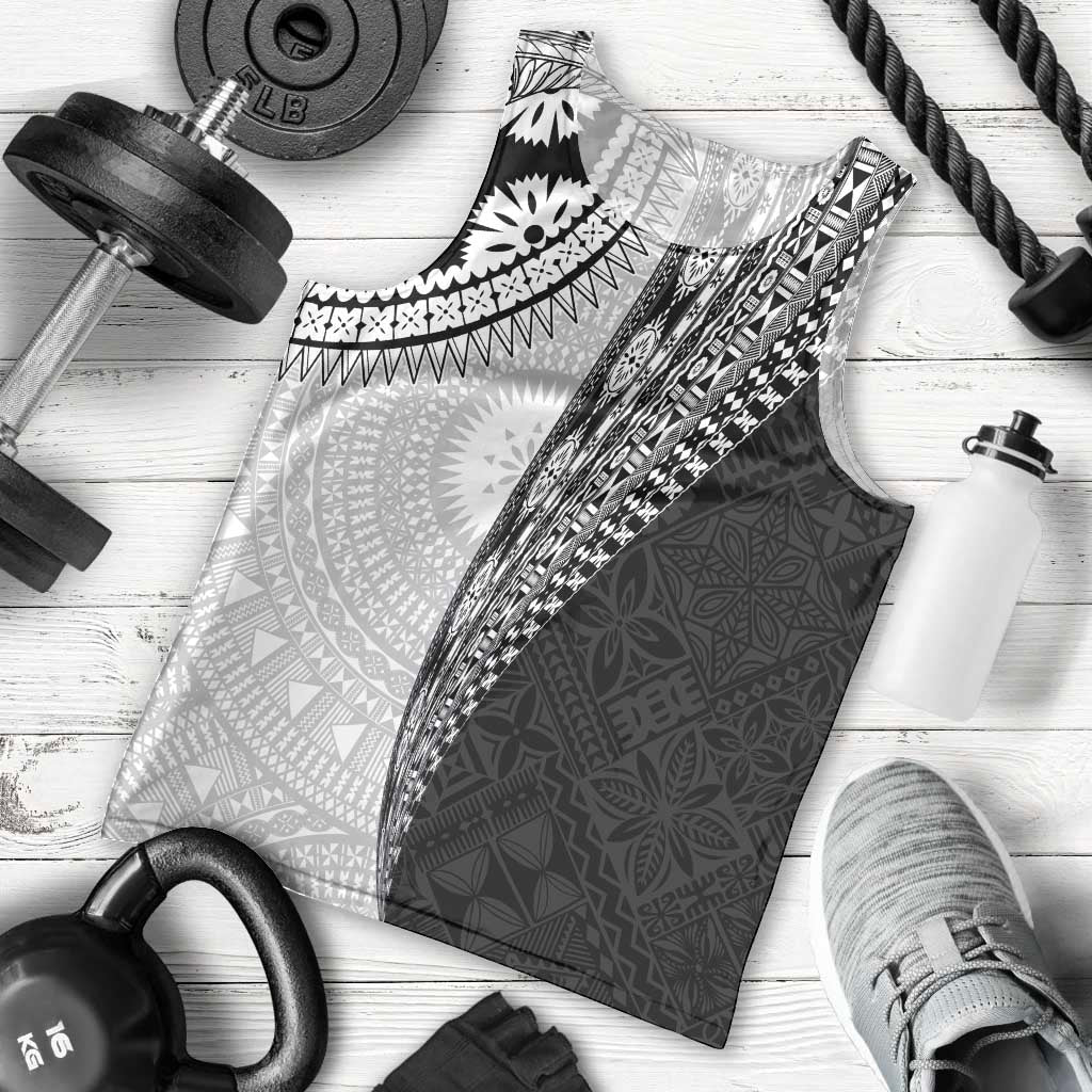 Fijian Masi Tattoos Men Tank Top with Tapa Tribal Pattern - Polynesian Pride