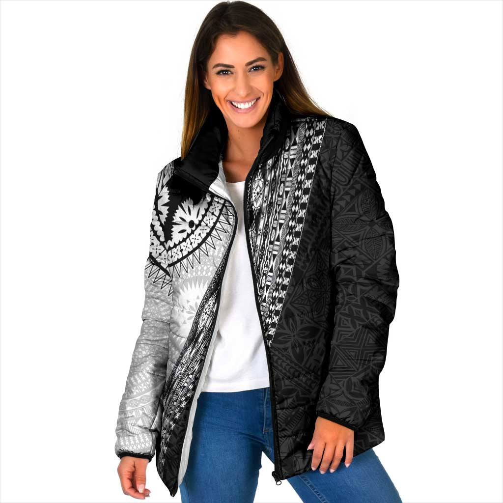 Fijian Masi Tattoos Padded Jacket with Tapa Tribal Pattern - Polynesian Pride
