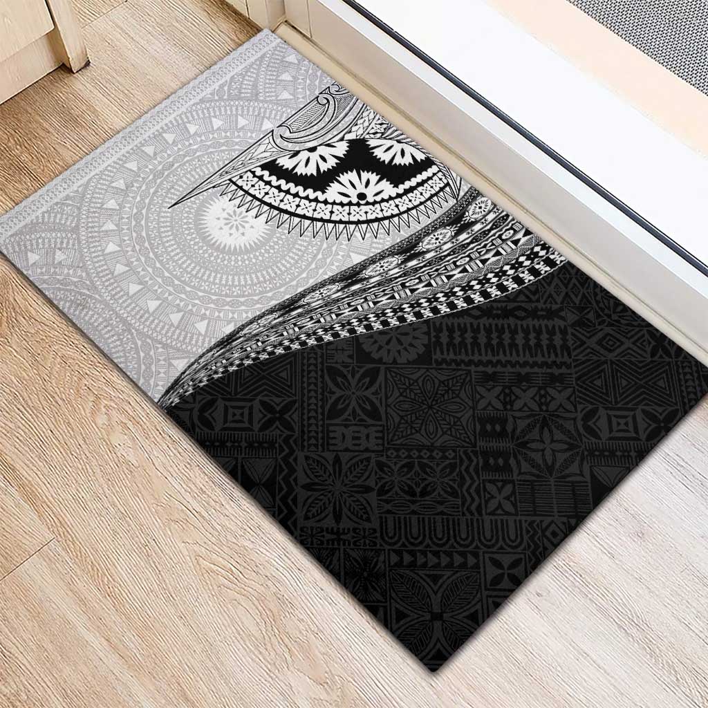 Fijian Masi Tattoos Rubber Doormat with Tapa Tribal Pattern - Polynesian Pride