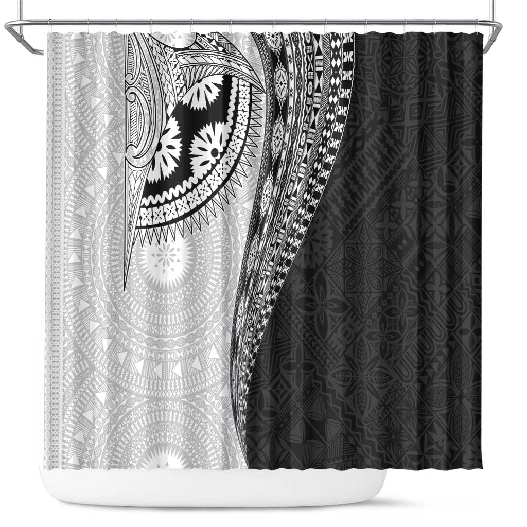 Fijian Masi Tattoos Shower Curtain with Tapa Tribal Pattern - Polynesian Pride