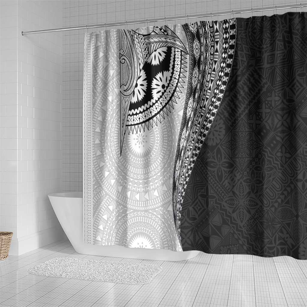 Fijian Masi Tattoos Shower Curtain with Tapa Tribal Pattern - Polynesian Pride