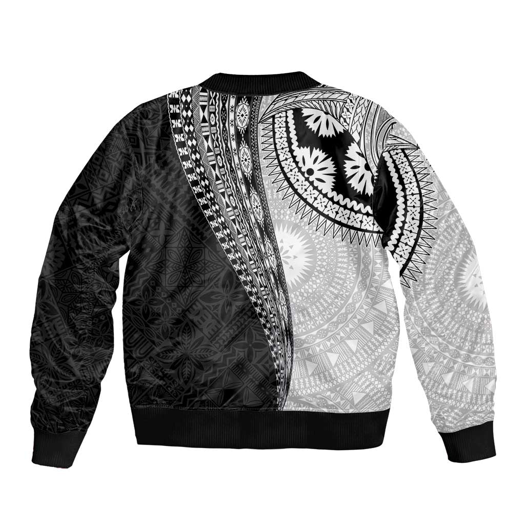 Fijian Masi Tattoos Sleeve Zip Bomber Jacket with Tapa Tribal Pattern - Polynesian Pride