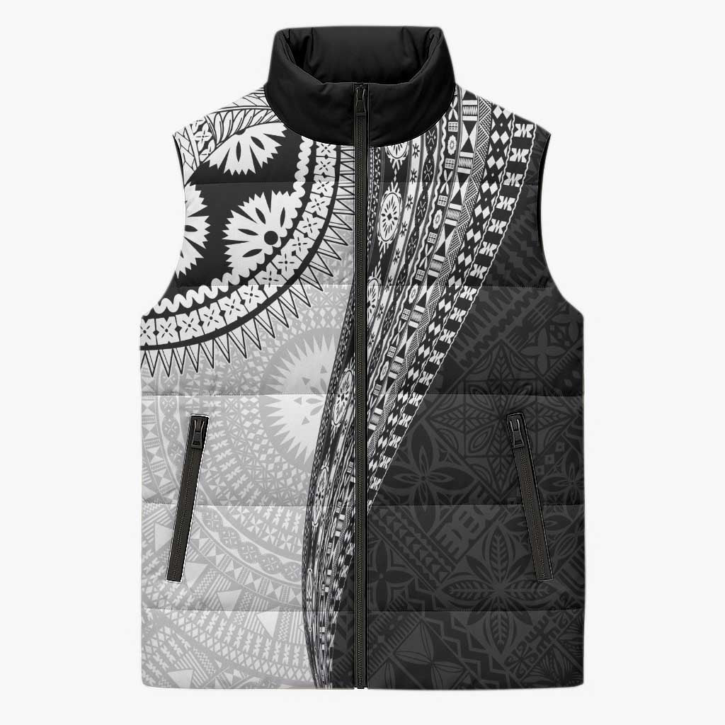 Fijian Masi Tattoos Sleeveless Puffer Jacket with Tapa Tribal Pattern - Polynesian Pride