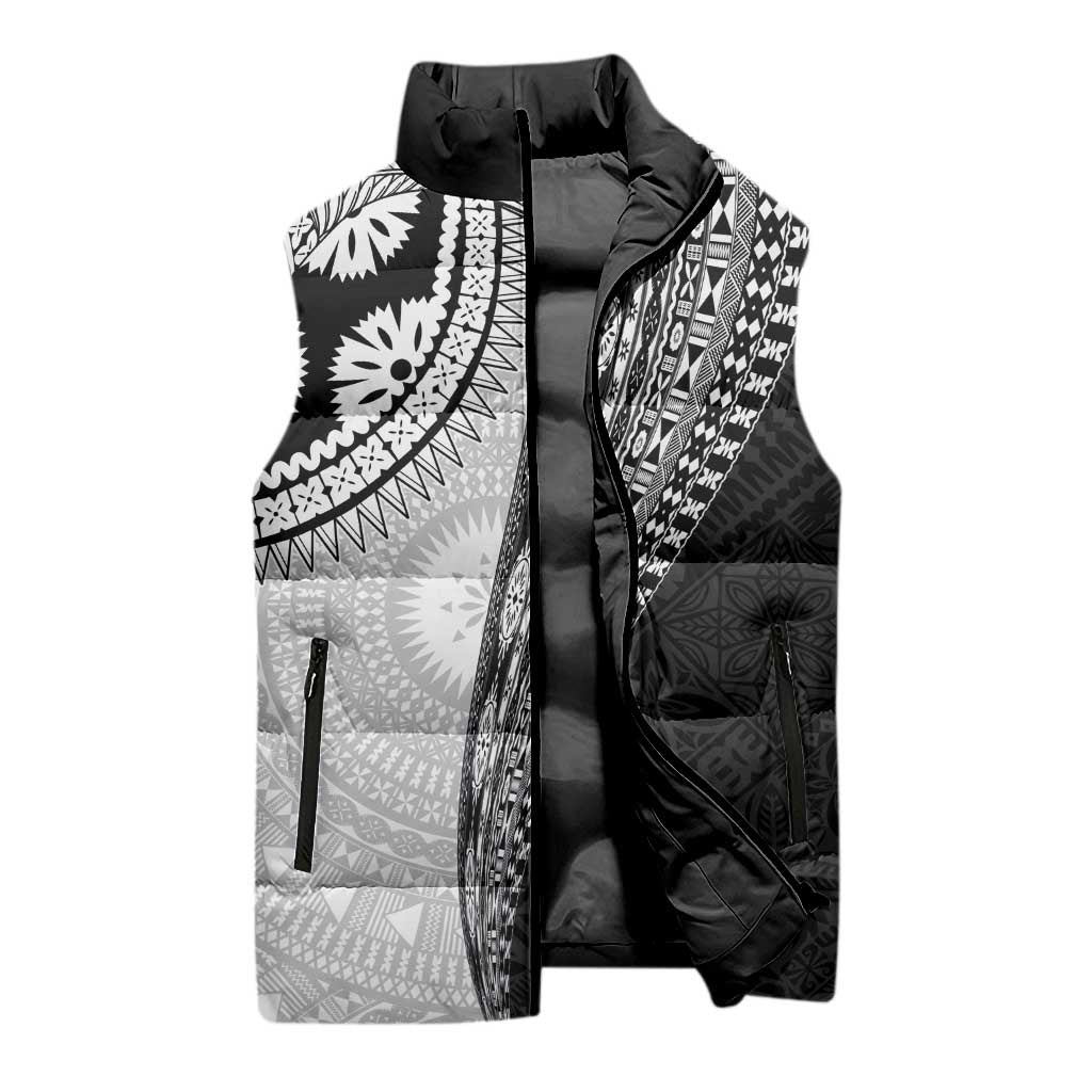 Fijian Masi Tattoos Sleeveless Puffer Jacket with Tapa Tribal Pattern - Polynesian Pride
