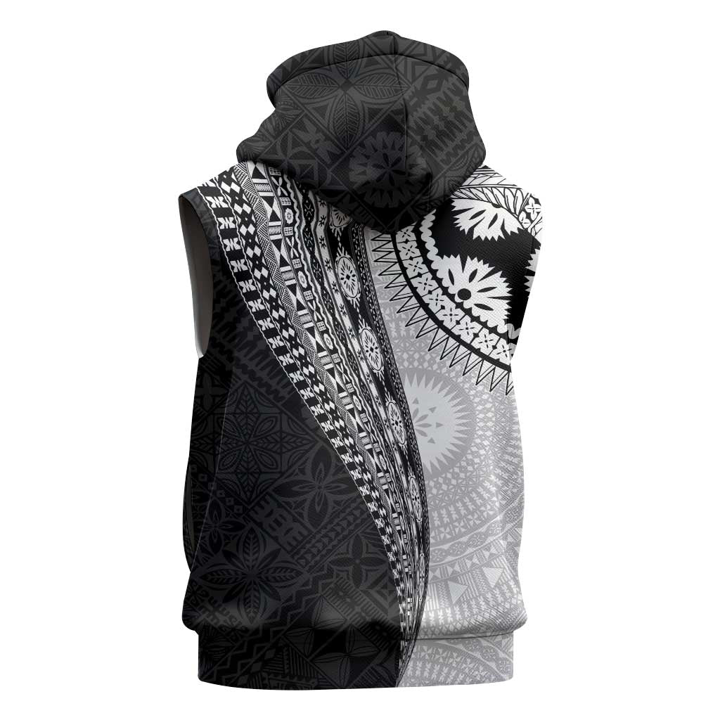 Fijian Masi Tattoos Sleeveless Zip Hoodie with Tapa Tribal Pattern - Polynesian Pride