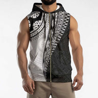 Fijian Masi Tattoos Sleeveless Zip Hoodie with Tapa Tribal Pattern - Polynesian Pride