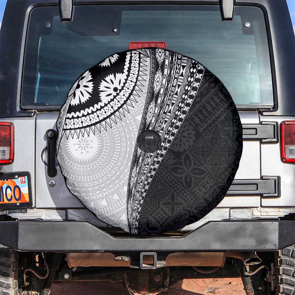 Fijian Masi Tattoos Spare Tire Cover with Tapa Tribal Pattern LT03 White - Polynesian Pride