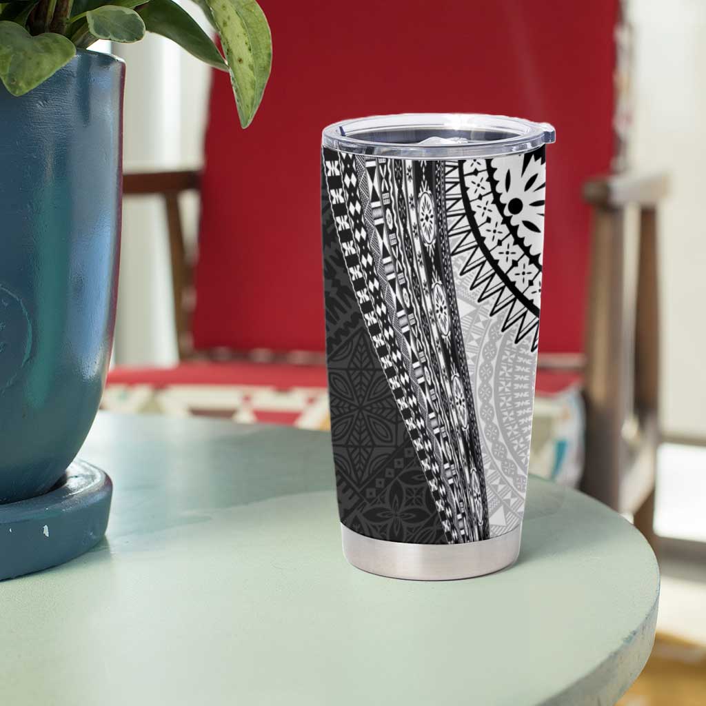 Fijian Masi Tattoos Tumbler Cup with Tapa Tribal Pattern - Polynesian Pride
