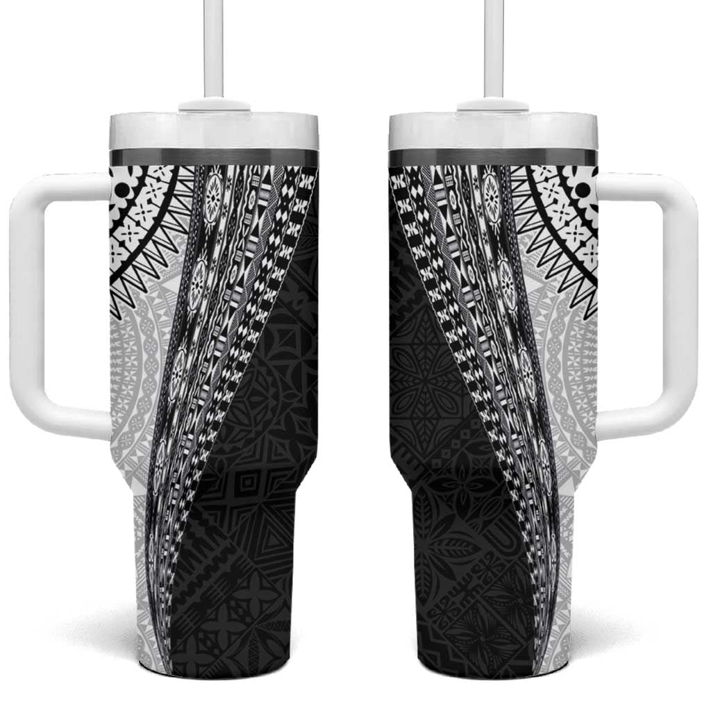 Fijian Masi Tattoos Tumbler With Handle with Tapa Tribal Pattern LT03 One Size: 40 oz White - Polynesian Pride