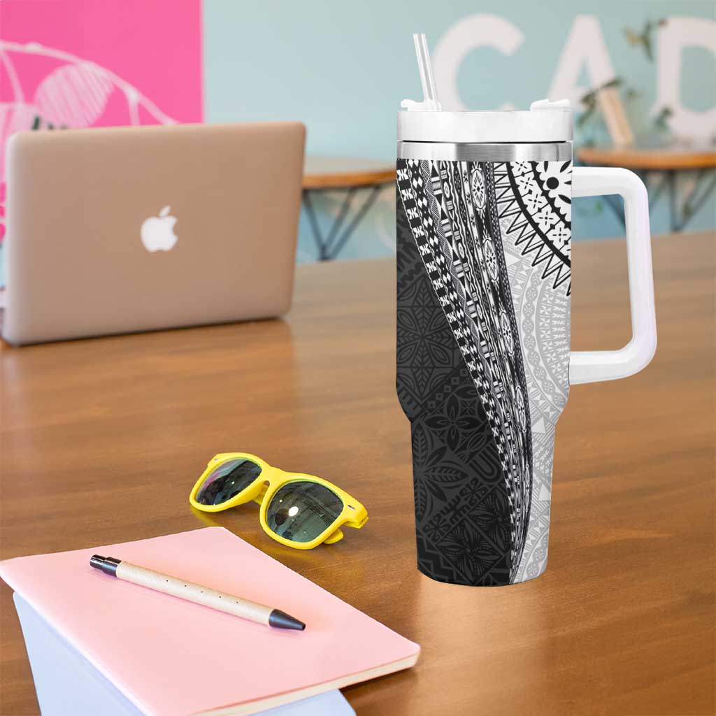 Fijian Masi Tattoos Tumbler With Handle with Tapa Tribal Pattern LT03 - Polynesian Pride
