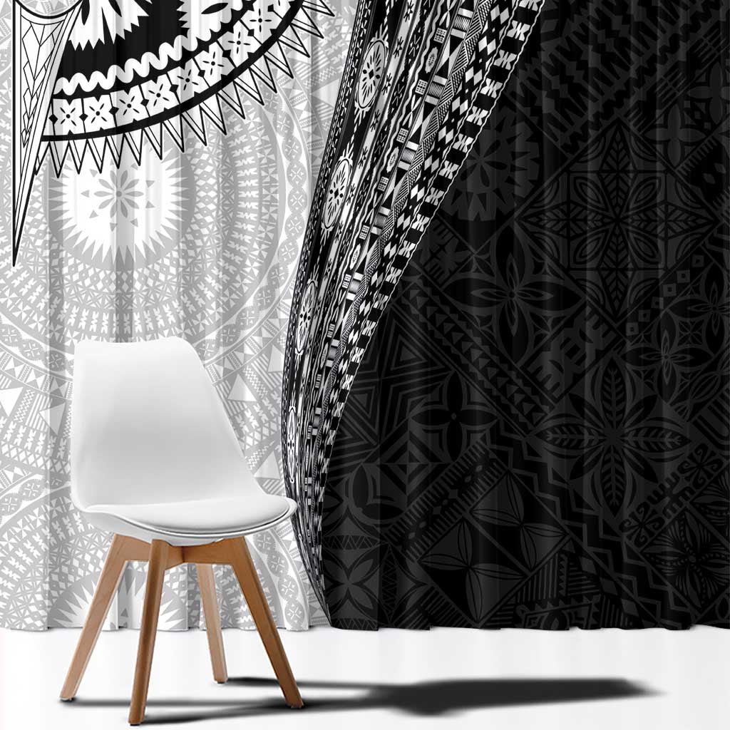 Fijian Masi Tattoos Window Curtain with Tapa Tribal Pattern - Polynesian Pride