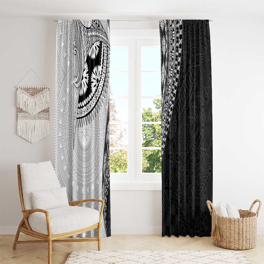 Fijian Masi Tattoos Window Curtain with Tapa Tribal Pattern - Polynesian Pride
