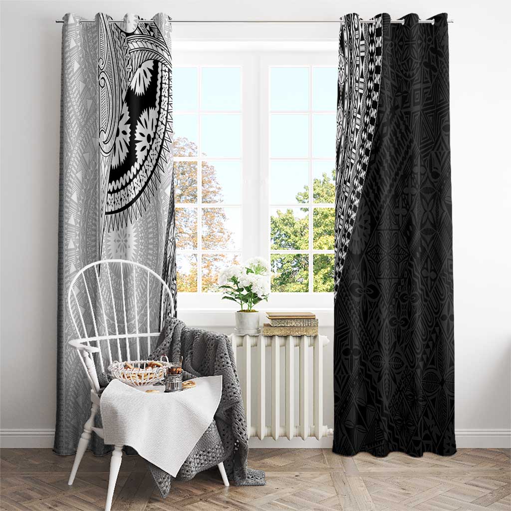 Fijian Masi Tattoos Window Curtain with Tapa Tribal Pattern - Polynesian Pride