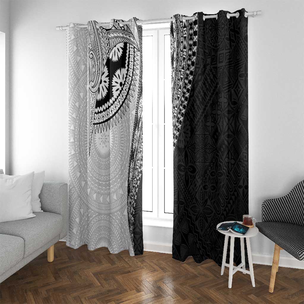 Fijian Masi Tattoos Window Curtain with Tapa Tribal Pattern - Polynesian Pride
