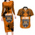 PNG Lae Snax Tigers Rugby Couples Matching Long Sleeve Bodycon Dress and Hawaiian Shirt The Tigers Head and PNG Bird Polynesian Tattoo LT03 Orange - Polynesian Pride