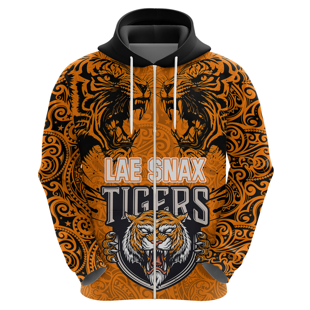 PNG Lae Snax Tigers Rugby Hoodie The Tigers Head and PNG Bird Polynesian Tattoo LT03 - Polynesian Pride