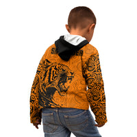 PNG Lae Snax Tigers Rugby Kid Hoodie The Tigers Head and PNG Bird Polynesian Tattoo LT03 - Polynesian Pride