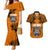 Custom PNG Lae Snax Tigers Rugby Couples Matching Mermaid Dress and Hawaiian Shirt The Tigers Head and PNG Bird Polynesian Tattoo LT03 Orange - Polynesian Pride