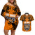 Custom PNG Lae Snax Tigers Rugby Couples Matching Off Shoulder Short Dress and Hawaiian Shirt The Tigers Head and PNG Bird Polynesian Tattoo LT03 Orange - Polynesian Pride