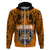 Custom PNG Lae Snax Tigers Rugby Hoodie The Tigers Head and PNG Bird Polynesian Tattoo LT03 Zip Hoodie Orange - Polynesian Pride