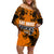 Custom PNG Lae Snax Tigers Rugby Off Shoulder Short Dress The Tigers Head and PNG Bird Polynesian Tattoo LT03 Women Orange - Polynesian Pride