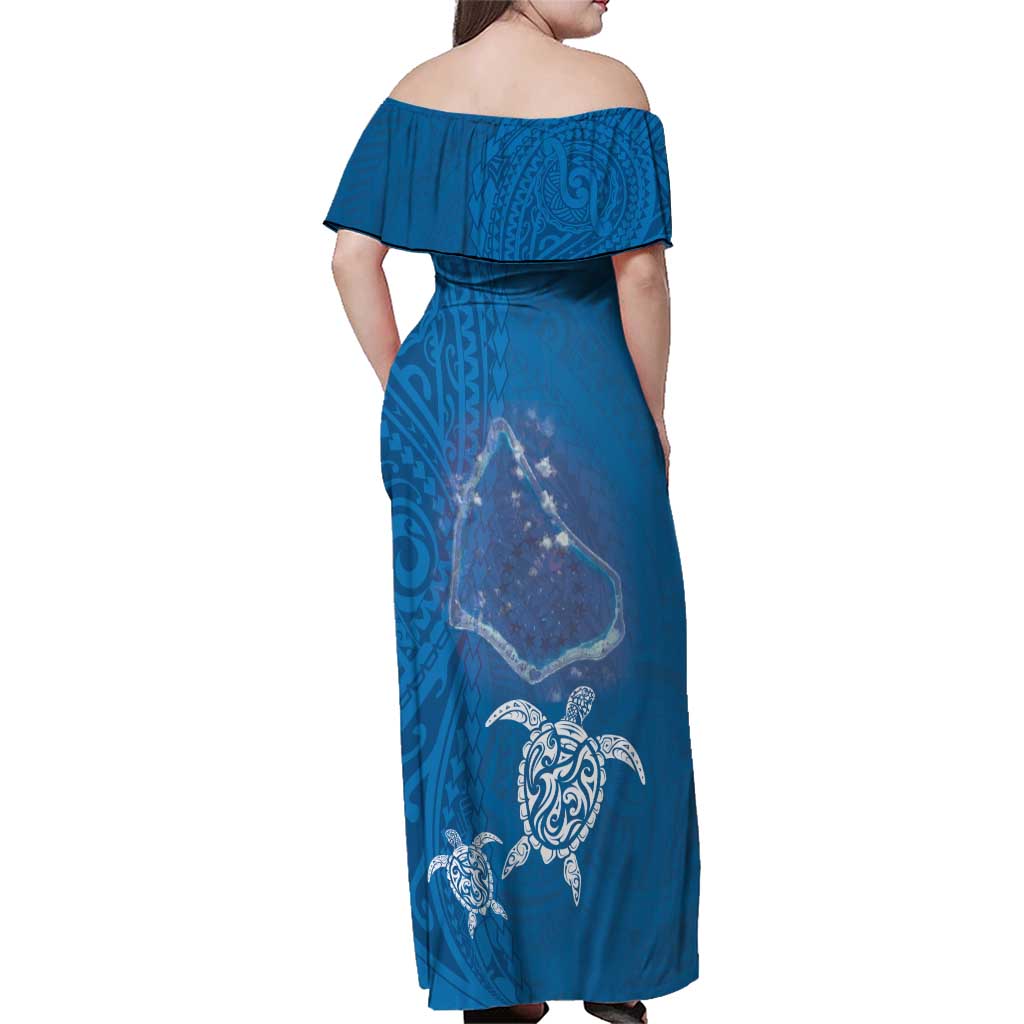 Cook Islands Manihiki Atoll Family Matching Off Shoulder Maxi Dress and Hawaiian Shirt Maori Turtle and Polynesian Pattern LT03 - Polynesian Pride