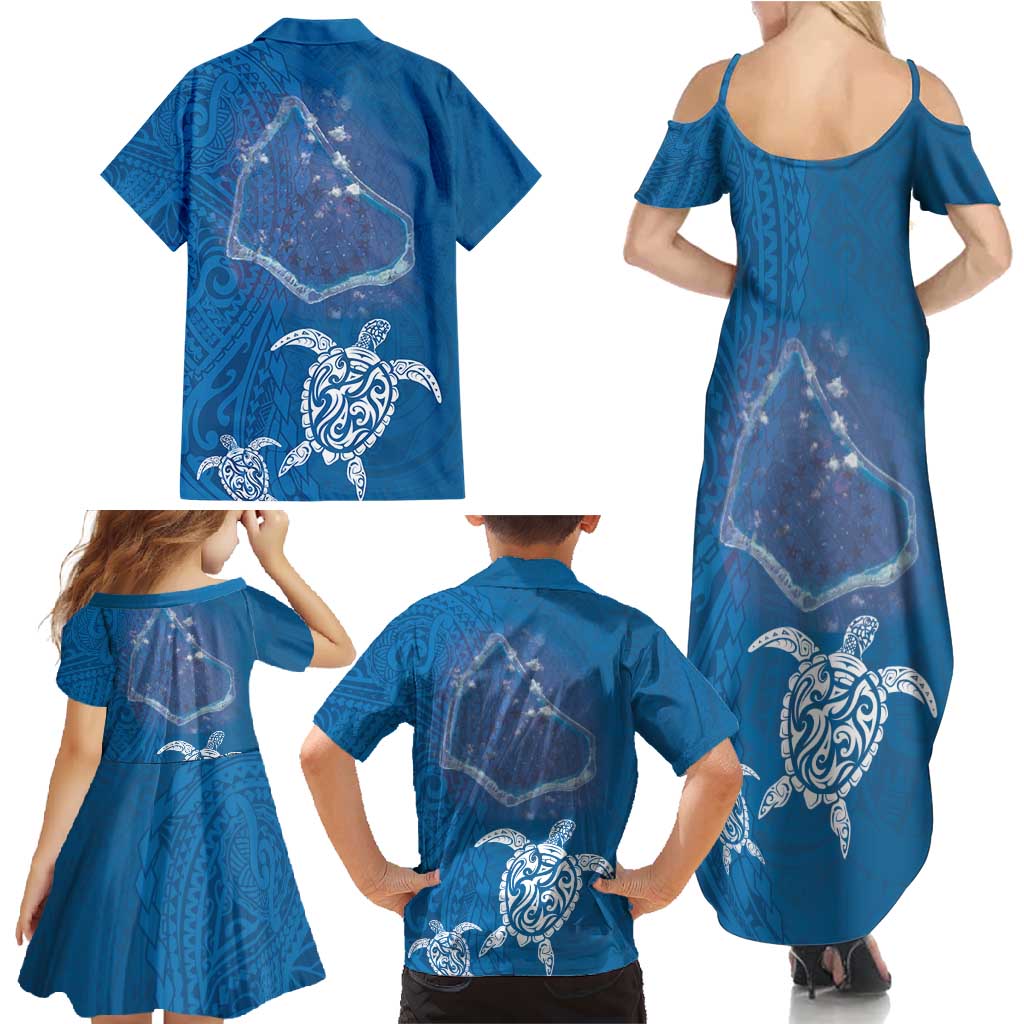 Cook Islands Manihiki Atoll Family Matching Summer Maxi Dress and Hawaiian Shirt Maori Turtle and Polynesian Pattern LT03 - Polynesian Pride
