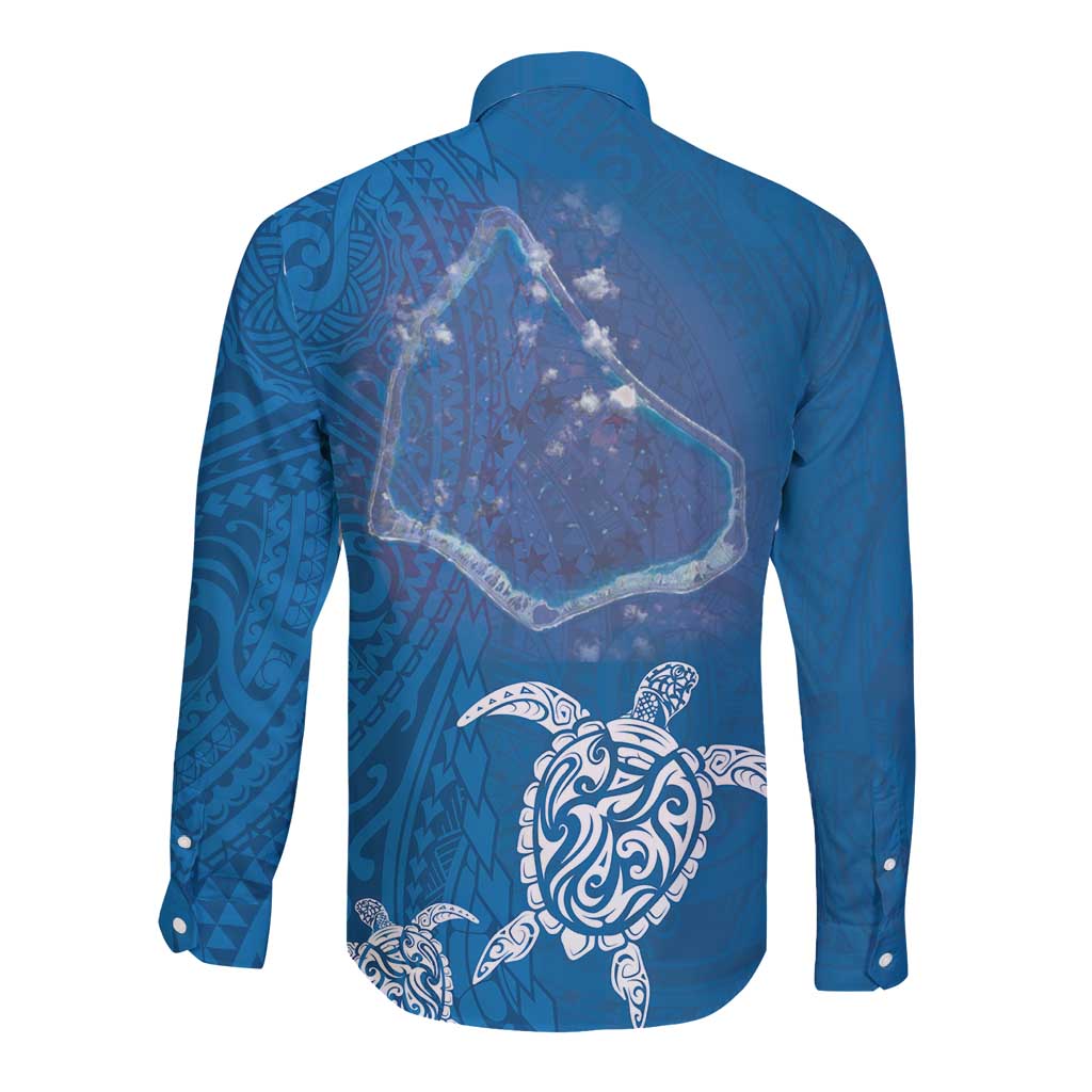 Cook Islands Manihiki Atoll Long Sleeve Button Shirt Maori Turtle and Polynesian Pattern LT03 - Polynesian Pride