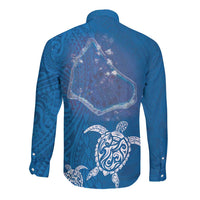 Cook Islands Manihiki Atoll Long Sleeve Button Shirt Maori Turtle and Polynesian Pattern LT03 - Polynesian Pride