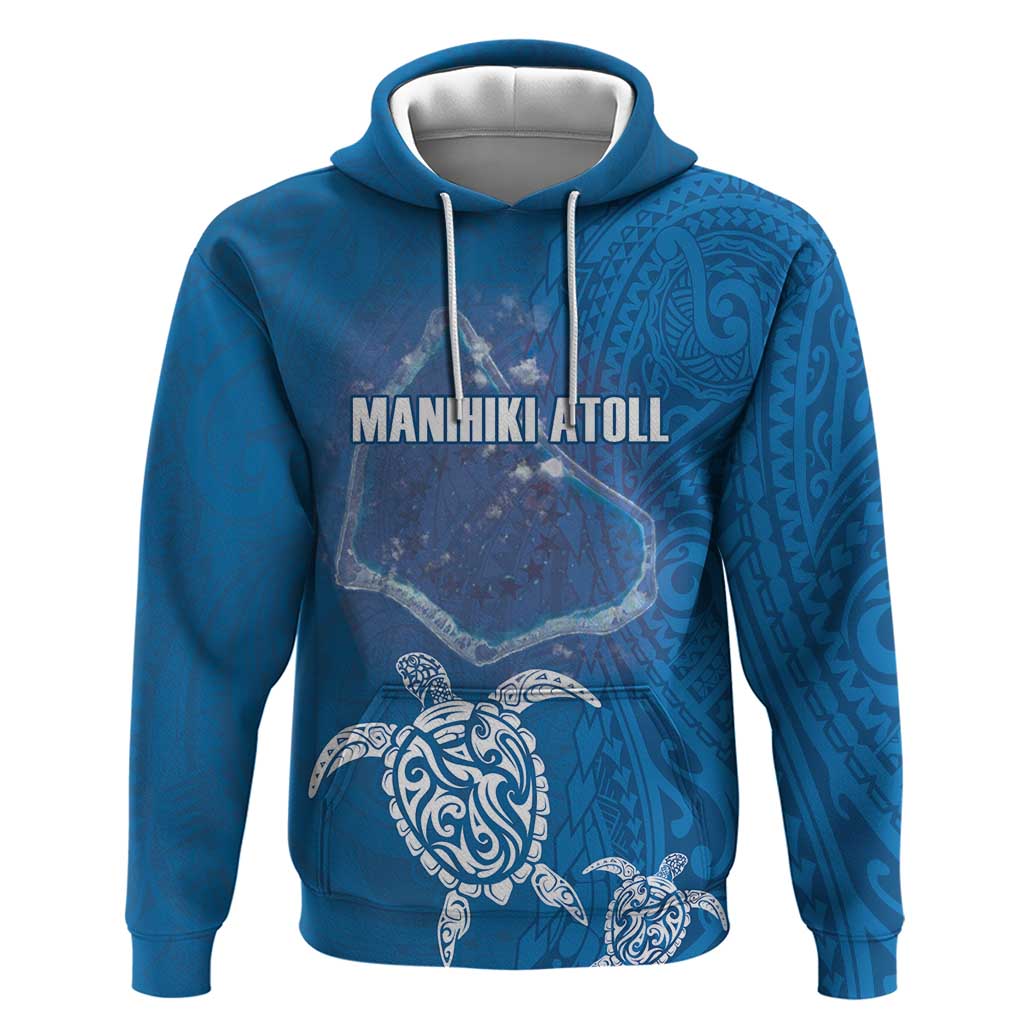 Cook Islands Manihiki Atoll Zip Hoodie Maori Turtle and Polynesian Pattern