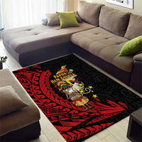Papua New Guinea Christmas Area Rug Funny Melanesian Santa with Bird-of-paradise Tribal Style LT03 - Polynesian Pride