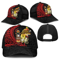 Papua New Guinea Christmas Baseball Net Cap Funny Melanesian Santa with Bird-of-paradise Tribal Style - Polynesian Pride