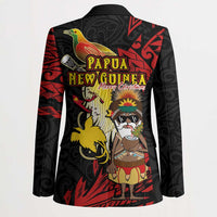 Papua New Guinea Christmas Blazer Funny Melanesian Santa with Bird-of-paradise Tribal Style - Polynesian Pride